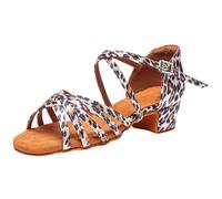 Morbuy Leopardo Zapatos de Baile Latino para Niña, Cómodos Elegante Zapatos de Baile Latino Niña, Salsa y Bachata Tango Calzado Infantil con Tacón Bajo, para Práctica de Rendimiento (Leopardo,30)