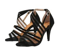 Morbuy Malla Zapatos de Baile Latino Mujer, Elegante Zapatos Baile Latino Mujer con Cómodos 8.5cm, Tacones Salsa y Bachata Tango Calzado, para Práctica de Rendimiento 34-42EU (Negro,40)