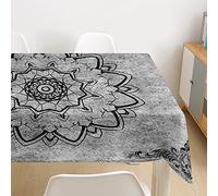 Morbuy Mandala Manteles de Mesa Impermeable Antimanchas Rectangular Lavable Manteles de Poliéster Impresión para Cocina Comedor Decoración del Hogar (Gris,60x60cm)