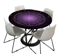 Morbuy Mandalas Manteles Redondo Antimanchas, Elastico Manteles Redondo Impermeables Poliéster Lavable Mantel de Mesa para Hogar Comedor Jardín Fiesta (Astrología,Diámetro 120cm)