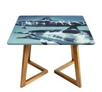 Morbuy Mantel Cuadrado Impermeable Protector Mesa con Borde Elástico, Estampado de Delfines Manteles Encimera Cubierta de Mesa Antimanchas Cubre para Cocina, Comedor (patrón 6,130x130cm)