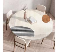 Morbuy Mantel Elástico Ajustable Redondo, Estilo Simple Mantel Redondo Antimanchas Impermeable Manteles Protector Mesa para Fiesta Cocina Comedor Jardin (Estilo Simple,Diámetro 100cm)