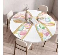 Morbuy Mantel Elástico Ajustable Redondo, Huevo de Pascua Primavera Mantel Redondo Ajustable Manteles Antimanchas Impermeable para Fiesta Cocina Comedor Jardin (Pajarita C,60cm)