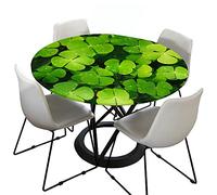 Morbuy Mantel Elastico Ajustable Redondo, Trébol Imprimir Manteles Impermeables Antimanchas Lavable para Decoración Hogar Cocina Comedor Fiesta Cumpleaños Jardín (90cm,Rocío)