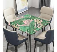Morbuy Mantel Elástico, Impresión de Plantas Tropicales Protector Mesa - Tejido Oxford Impermeable Cuadrado Cubre Encimera, Cubierta de Mesa para Cocina, Comedor (Verde Rosa 3,100x100cm)