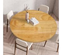 Morbuy Mantel Impermeable con Borde Elástico, Impresión Tablero de Madera Mantel Elastico Ajustable Redondo Manteles Antimanchas Mesa Redonda para Cocina (Diámetro 110cm,Tablero de Madera)