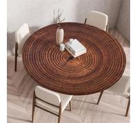 Morbuy Mantel Impermeable con Borde Elástico, Impresión Tablero de Madera Mantel Elastico Ajustable Redondo Manteles Antimanchas Mesa Redonda para Cocina (Diámetro 140cm,Vegetación del árbol)