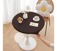 Morbuy Mantel Mesa Exterior Impermeable Redonda Elastico Cuero PU Manteles Cocina Antimanchas Lavable para Jardín Hogar Comedor Cumpleaños Fiesta (Café,Mesa Diámetro 140cm)