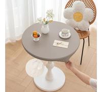 Morbuy Mantel Mesa Exterior Impermeable Redonda Elastico Cuero PU Manteles Cocina Antimanchas Lavable para Jardín Hogar Comedor Cumpleaños Fiesta (Gris,Mesa Diámetro 80cm)