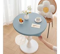 Morbuy Mantel Mesa Exterior Impermeable Redonda Elastico Cuero PU Manteles Cocina Antimanchas Lavable para Jardín Hogar Comedor Cumpleaños Fiesta (Azul,Mesa Diámetro 100cm)