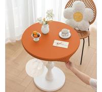 Morbuy Mantel Mesa Exterior Impermeable Redonda Elastico Cuero PU Manteles Cocina Antimanchas Lavable para Jardín Hogar Comedor Cumpleaños Fiesta (Naranja,Mesa Diámetro 70cm)