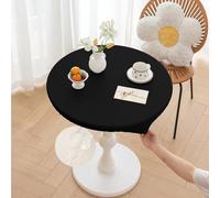 Morbuy Mantel Mesa Exterior Impermeable Redonda Elastico Cuero PU Manteles Cocina Antimanchas Lavable para Jardín Hogar Comedor Cumpleaños Fiesta (Negro,Mesa Diámetro 120cm)