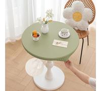 Morbuy Mantel Mesa Exterior Impermeable Redonda Elastico Cuero PU Manteles Cocina Antimanchas Lavable para Jardín Hogar Comedor Cumpleaños Fiesta (Verde,Mesa Diámetro 60cm)