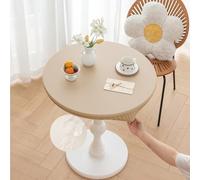 Morbuy Mantel Mesa Exterior Impermeable Redonda Elastico Cuero PU Manteles Cocina Antimanchas Lavable para Jardín Hogar Comedor Cumpleaños Fiesta (Caqui,Mesa Diámetro 130cm)