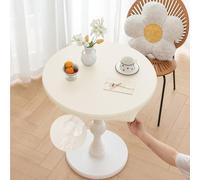 Morbuy Mantel Mesa Exterior Impermeable Redonda Elastico Cuero PU Manteles Cocina Antimanchas Lavable para Jardín Hogar Comedor Cumpleaños Fiesta (Beige,Mesa Diámetro 150cm)