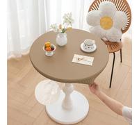 Morbuy Mantel Mesa Exterior Impermeable Redonda Elastico Cuero PU Manteles Cocina Antimanchas Lavable para Jardín Hogar Comedor Cumpleaños Fiesta (Camello,Mesa Diámetro 70cm)