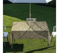 Morbuy Mantel Mesa Rectangular con Agujero para Sombrilla, Impresión Hoja Vintage 3D Mantel Impermeable Antimanchas Exterior Jardin para Decoración Fiesta Cocina (Hoja,213x152cm)