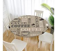 Morbuy Mantel Mesa Redonda Elastico, Moda Café Cafetería Manteles Antimanchas Impermeables Lavable para Jardín Decoración Hogar Cocina Comedor Fiesta (90cm,Caqui Oscuro)