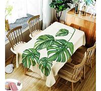 Morbuy Mantel Rectangular Cuadrado Impermeable Manteles de Mesa Antimanchas Lavable Manteles Nórdico Impresión para Salón Comedor Decoración del Hogar (Hoja Verde 4,140x180cm)