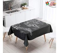 Morbuy Manteles de Mesa Rectangular de Tela, Impermeable Antimanchas 3D Impresión Cuadrada Mantel Prueba de Polvo Lavable para Cocina Salón Jardín Fiesta Comedor (Negro Mapa Mundial,140x160cm)