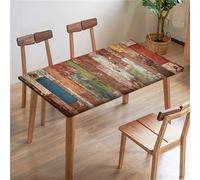 Morbuy Manteles Elasticos Mesa Rectangular, Impresión Tabla de Madera Mantel para Mesa de Jardin Exterior, Mantel Elástico Mesa Cuadrada Impermeable Antimanchas (110x110cm,Viejo Estilo)