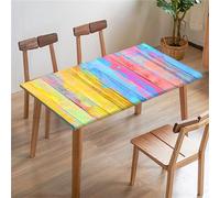 Morbuy Manteles Elasticos Mesa Rectangular, Impresión Tabla de Madera Mantel para Mesa de Jardin Exterior, Mantel Elástico Mesa Cuadrada Impermeable Antimanchas (183x77cm,Multicolor)