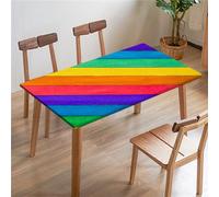 Morbuy Manteles Elasticos Mesa Rectangular, Impresión Tabla de Madera Mantel para Mesa de Jardin Exterior, Mantel Elástico Mesa Cuadrada Impermeable Antimanchas (80x80cm,Arcoíris)