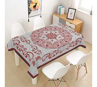 Morbuy Manteles Mesa Mantela Antiguo Impresión de Mandalas, Rectangular Impermeable Antimanchas Lavable Poliéster Manteles para Cocina o Salón Comedor Decoración (140x180cm,Rojo)