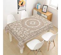 Morbuy Manteles Mesa Mantela Antiguo Impresión de Mandalas, Rectangular Impermeable Antimanchas Lavable Poliéster Manteles para Cocina o Salón Comedor Decoración (140x160cm,Caqui)