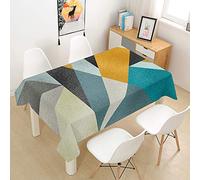 Morbuy Manteles Mesa Mosaico Estilo Nórdico Mantel, Rectangular Impermeable Antimanchas Lavable Poliéster Manteles para Cocina o Salón Comedor Decoración del Hogar (Amarillo Azul Verde,100x140cm)
