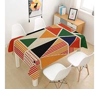 Morbuy Manteles Mesa Mosaico Estilo Nórdico Mantel, Rectangular Impermeable Antimanchas Lavable Poliéster Manteles para Cocina o Salón Comedor Decoración del Hogar (Naranja roja,140x240cm)