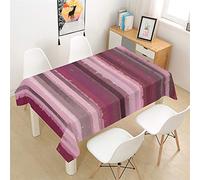 Morbuy Manteles Mesa Rectangular Antimanchas -3D Estilo de Rayas Estampado Manteles Cuadrada Impermeable Lavable Mantel para Decoración Cocina Salón Jardín Comedor (Rayas moradas,140x160cm)