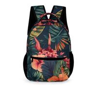 Morbuy Mochila Escolar Infantil, Patrón Hojas de Plantas 3D Bolsa Escuela con Bolsillo Frontal y Lateral, 20L Mochila Viaje Multicompartimento Espalda Acolchada (Plantas Tropicales)