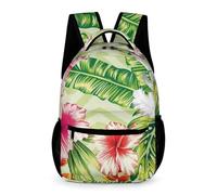 Morbuy Mochila Escolar Infantil, Patrón Hojas de Plantas 3D Bolsa Escuela con Bolsillo Frontal y Lateral, 20L Mochila Viaje Multicompartimento Espalda Acolchada (Flores Rojas)