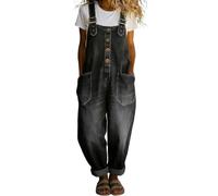 Morbuy Mono Mujer Verano Elegante Petos 3D Estampado Monos con Tirantes Ajustables Pantalones Anchos Talla Grande, Ropa Ligera para Fiesta y Playa, Pantalón Largo Casual (Negro,m)