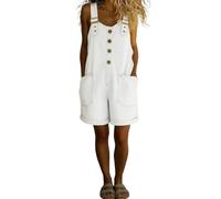 Morbuy Mono Mujer Verano Elegante Petos 3D Estampado Monos con Tirantes Ajustables Pantalones Anchos Talla Grande, Ropa Ligera para Fiesta y Playa, Pantalón Largo Casual (Blanco,XL)