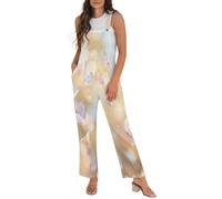 Morbuy Mono Mujer Verano Elegante Petos Mariposa Estampado (Marrón claro,s)
