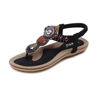 Morbuy Mujer Sandalias Planas,Bohemia Verano Zapatos de Playa Roma Sandalia Informal Cómodo Y Elegante 35-45 para Mujer De Gran TamañO Sandalias (36 EU = 230 mm, Negro)
