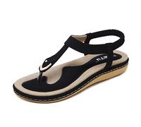 Morbuy Mujer Sandalias Planas,Hebilla Metálica Simple Verano Zapatos de Playa Roma Sandalia Informal Cómodo Y Elegante 35-45 para Mujer De Gran TamañO Sandalias (40 EU = 250 mm, Negro)