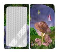 Morbuy Patrón de Setas Sábana Bajera Cuna Bebe, Suave Sabanas Minicuna, Ábana Capazo Ajustable Transpirable Funda de Cuna Universal para Colchones Ovalados,Rectangulares (Soñador,120x60cm)