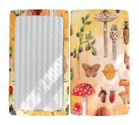 Morbuy Patrón de Setas Sábana Bajera Cuna Bebe, Suave Sabanas Minicuna, Ábana Capazo Ajustable Transpirable Funda de Cuna Universal para Colchones Ovalados,Rectangulares (Naranja,80x40cm)