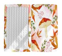 Morbuy Patrón de Setas Sábana Bajera Cuna Bebe, Suave Sabanas Minicuna, Ábana Capazo Ajustable Transpirable Funda de Cuna Universal para Colchones Ovalados,Rectangulares (Hoja de arce,95x65cm)