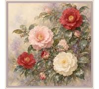 Morbuy Pintura al óleo de Flores Tapete de Mahjong Silencioso (Camelia,90x90cm)