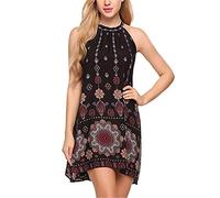 Morbuy Playa Vestidos de Mujer Bohemio Algodón Lino Verano Elegante Casual Fiesta Sin Mangas Flojo Talla Grandes Vestidos (L,Negro)