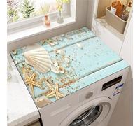 Morbuy Protector Superior para Lavadora, Patrón Playa de Arena Protector Superior Lavadora y Secadora Cubierta Superior para Lavadora Absorbente Secado Rápido para Cocina (Conchas Marinas,60x60cm)