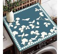 Morbuy Protector Superior para Lavadora y Secadora, Patrón Flor Pájaro Estilo Chino Cubierta Superior para Lavadora Protector Superior Lavadora Absorbente Secado Rápido (60x60cm,Flor Blanca)