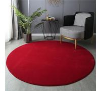 Morbuy Redondo Alfombras Grandes para Salon, Habitacion, Alfombra de Área del Piso, Color sólido Antideslizantes Mats de Puerta, Alfombras de Cómodo Decoración (Rojo,Diámetro 160 cm)