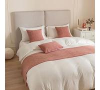 Morbuy Reversible Hotel Corredor de Cama Camino Bufanda Colcha/Funda de Almohada Ropa de Cama Protector Bedroom Decoration Cola Toalla (45x180cm, Rosa)