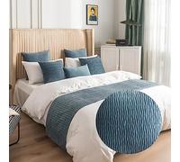 Morbuy Reversible Hotel Corredor de Cama Camino de Cama Bufanda Colcha Funda de Almohada Ropa de Cama Protector Bedroom Cola de Cama Toalla (45x45cm (Funda de Almohada Jacquard),neblina Azul)