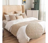 Morbuy Reversible Hotel Corredor de Cama Camino de Cama Bufanda Colcha Funda de Almohada Ropa de Cama Protector Bedroom Cola de Cama Toalla (45x45cm (Funda de Almohada Jacquard),Beige)